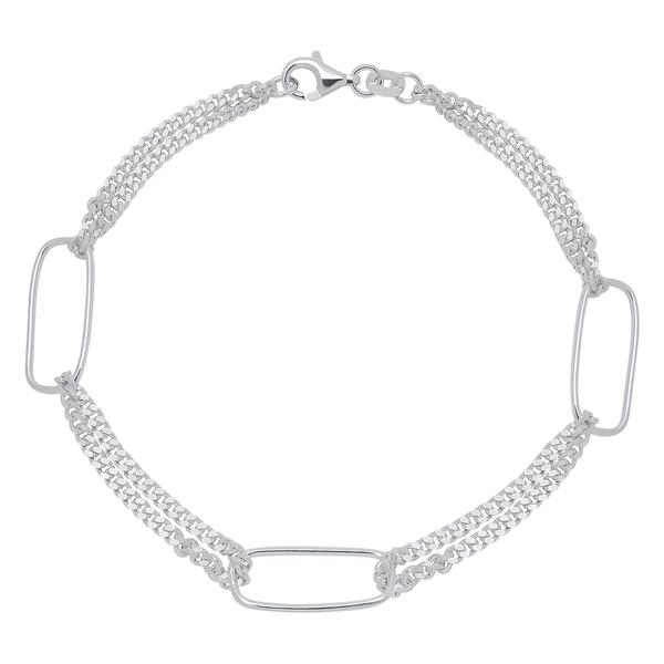 Sterling Silver Double Link Bracelet with Stations