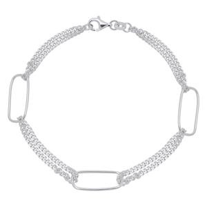 Sterling Silver Double Link Bracelet with Stations