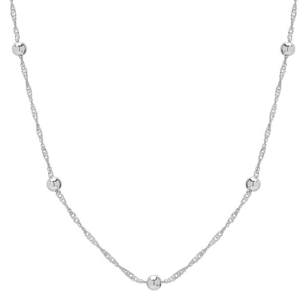 Sterling Silver Singapore Chain with Beads Necklace