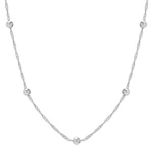 Sterling Silver Singapore Chain with Beads Necklace