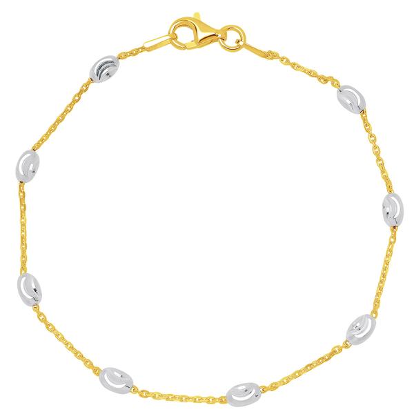Gold Over Sterling Silver Station with Moon Chain Bracelet