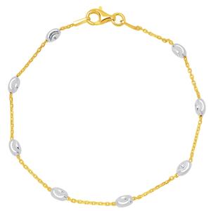 Gold Over Sterling Silver Station with Moon Chain Bracelet
