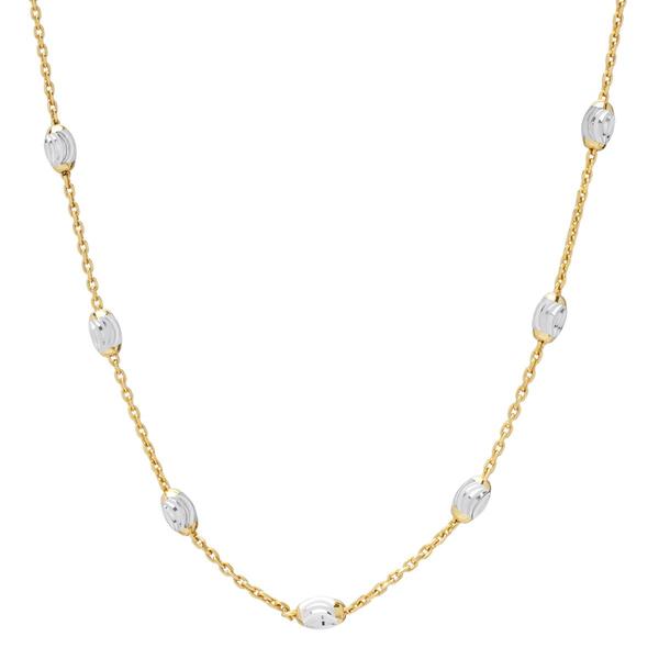 Gold Over Sterling Silver Station with Moon Chain Necklace