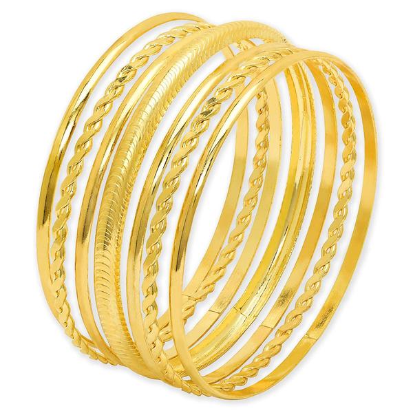 14kt. Gold-Plated 7pc. Multi-Textured Bangle Bracelet Set