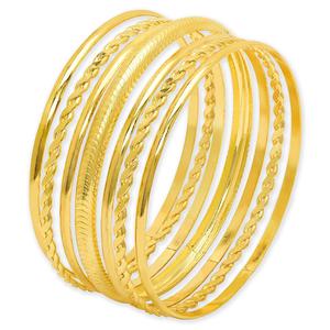 14kt. Gold-Plated 7pc. Multi-Textured Bangle Bracelet Set