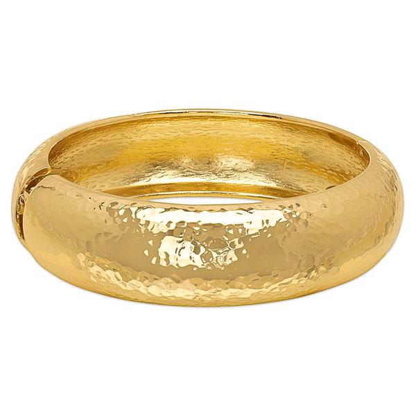 14kt. Gold-Plated Wide Hammered Texture Bangle Bracelets