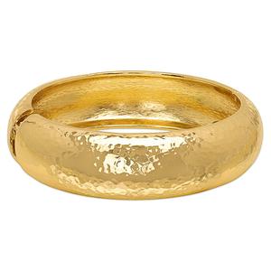 14kt. Gold-Plated Wide Hammered Texture Bangle Bracelets
