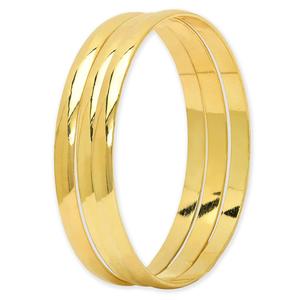 14kt. Gold-Plated 3pc. Wide Shiny Plain Bangle Bracelet Set