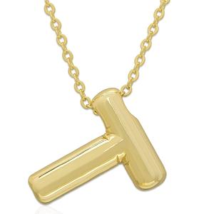Plain Puff Initial T Pendant