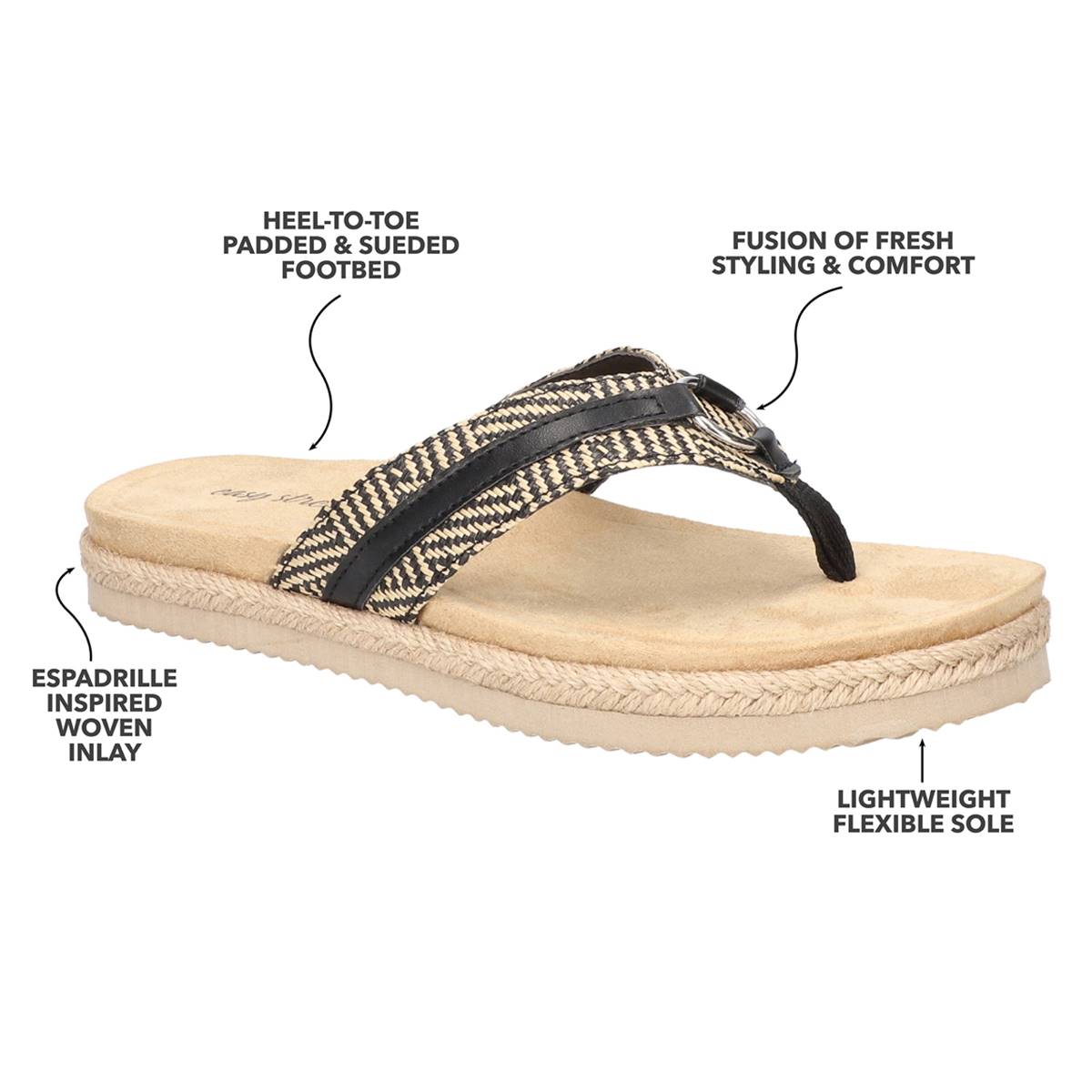 Womens Easy Street Starling Comfort Flip Flops