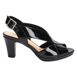 Womens Easy Street Christy Patent Peep Toe Heels - Black alternate view