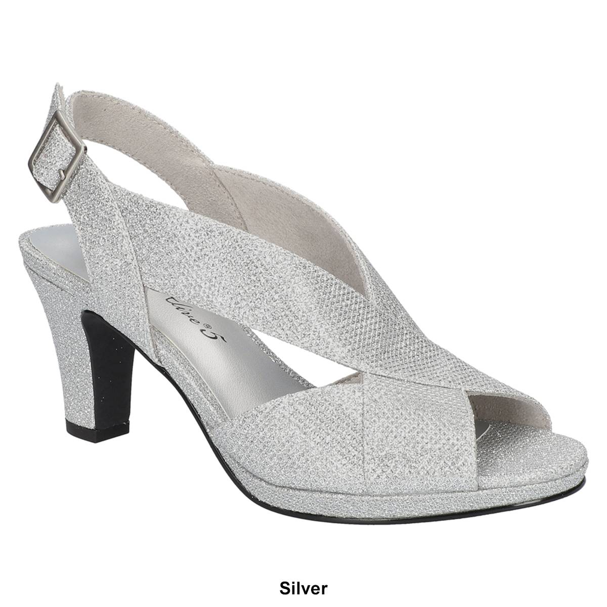 Womens Easy Street Christy Glitter Peep Toe Heels