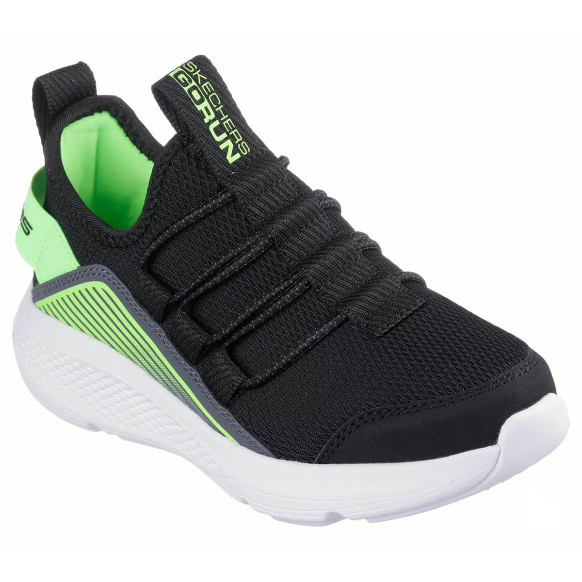 Skechers Boy's GO RUN Elevate Sneaker | Size 5.0 | Black/Lime | Machine Washable
