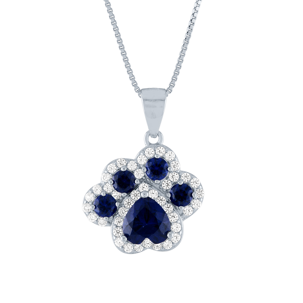 Gemstone Classics Sterling Silver Created Sapphire Paw Pendant