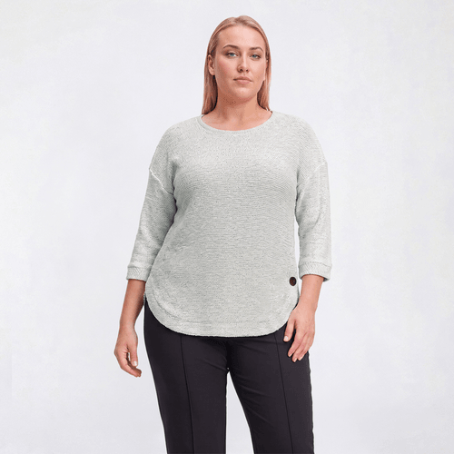 Plus Size Robert Louis 3/4 Drop Shoulder Sleeve Popcorn Sweater