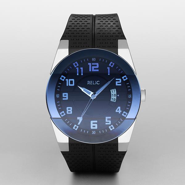 Mens RELIC by Fossil Jake Beveled Blue Dial Watch - ZR11861