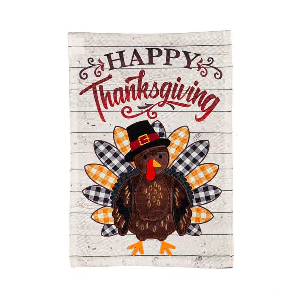 Evergreen Pilgrim Turkey Garden Burlap Flag