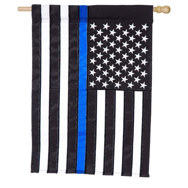 Evergreen Thin Blue Line Applique Garden Flag