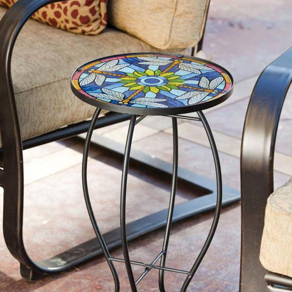Evergreen Dragonfly Glass Table