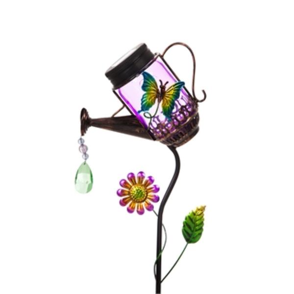 Evergreen 38.5in. Butterfly Solar Jar Watering Can alternate view