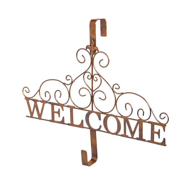 Evergreen Rustic Welcome Wreath Holder