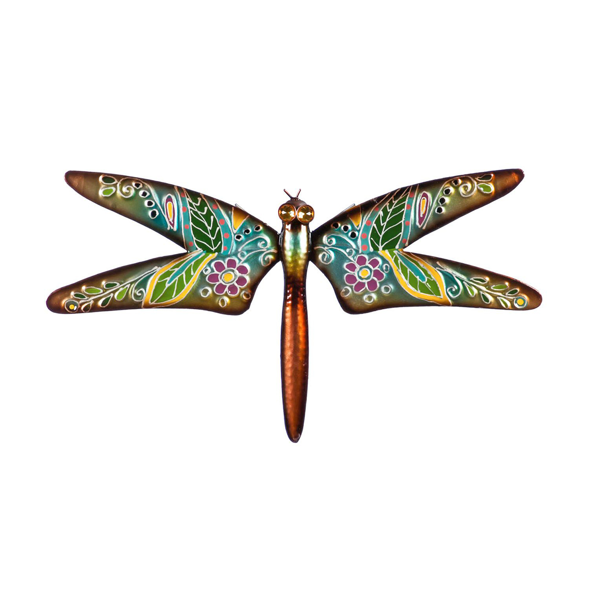 Evergreen Boho Rust and Yellow Dragonfly Wall Plaque