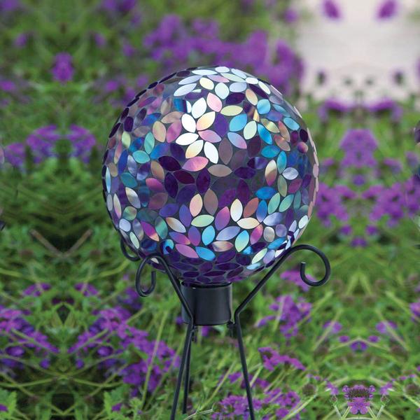 Evergreen Iridescent Purple Mosaic Glass Gazing Ball