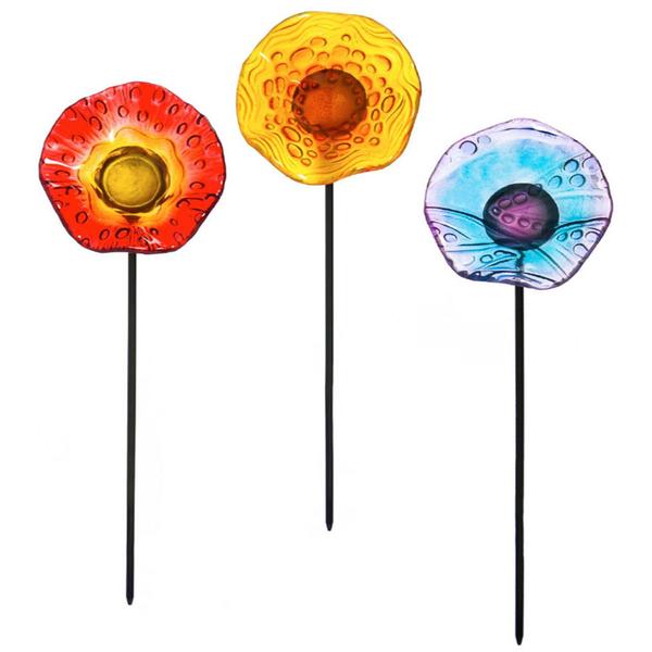 Evergreen Whimsical Glass Plant Picks - Set of 3