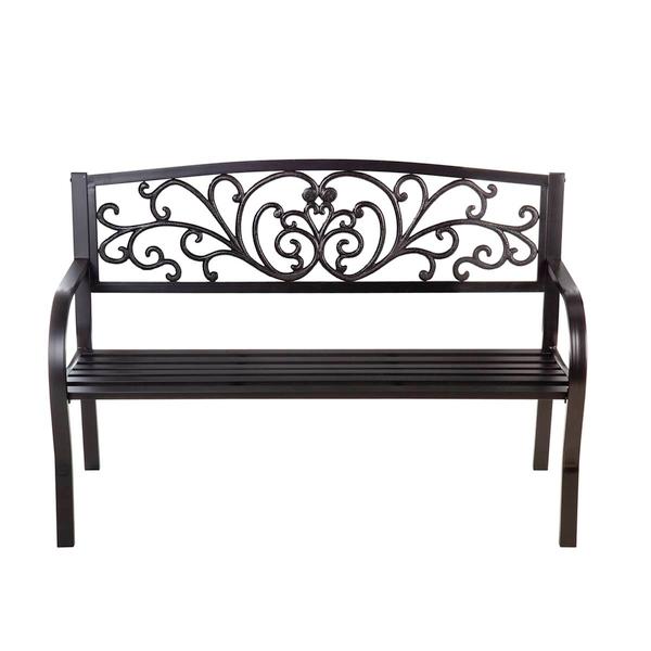 Evergreen Blooming Garden Black Metal Bench