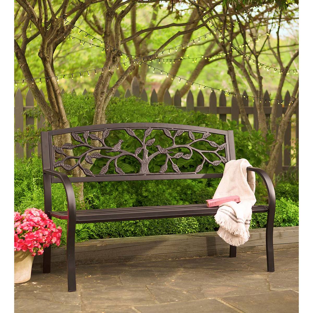 Evergreen Tree Of Life Metal Garden Bench