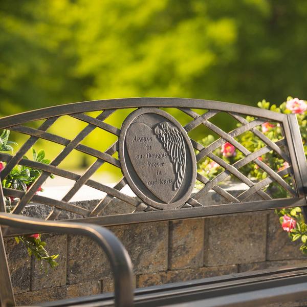 Evergreen Metal Thoughts & Hearts Garden Bench alternate view