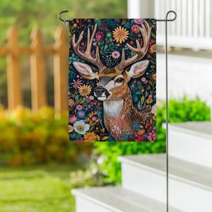 Evergreen Forever Blooming Deer Suede Garden Flag alternate view