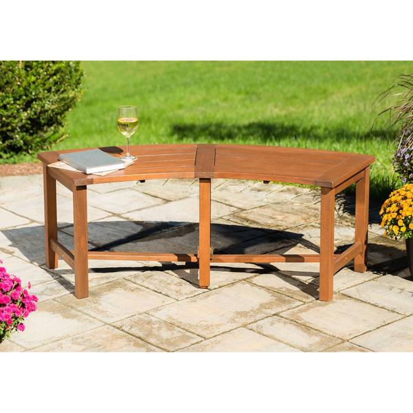 Evergreen Curved Eucalyptus Slat Bench alternate view