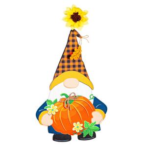 Evergreen Fall Gnome w/ Pumpkin LED Window Decor
