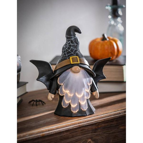Evergreen 8.75 LED Resin Gnome w/ Witch Hat Tabletop Decor alternate view