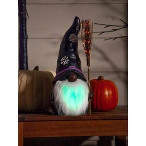 Evergreen 16 Black Hat Black Witch Gnome LED Statuary