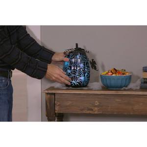 Evergreen LED Black Glass Spiderweb Pumpkin alternate view