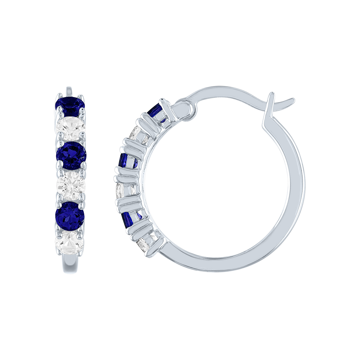 Gemstone Classics(tm) Created Blue/White Sapphire Silver Earrings