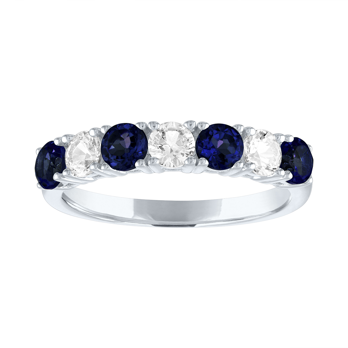 Gemstone Classics(tm) Created Blue/White Sapphire Silver Band