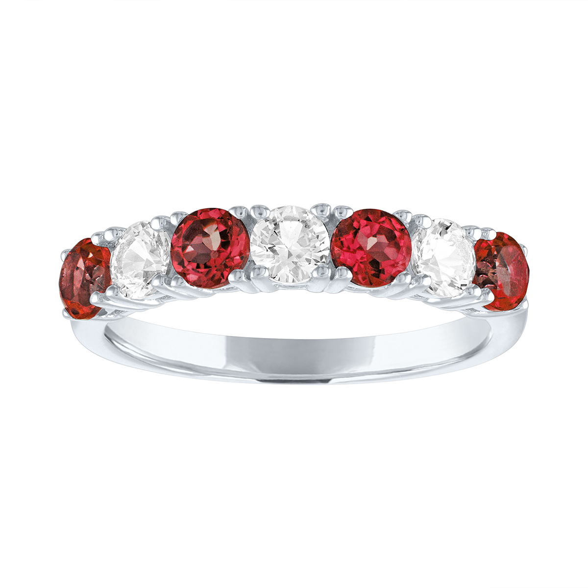 Gemstone Classics(tm) Created Ruby & Sapphire Sterling Silver Band