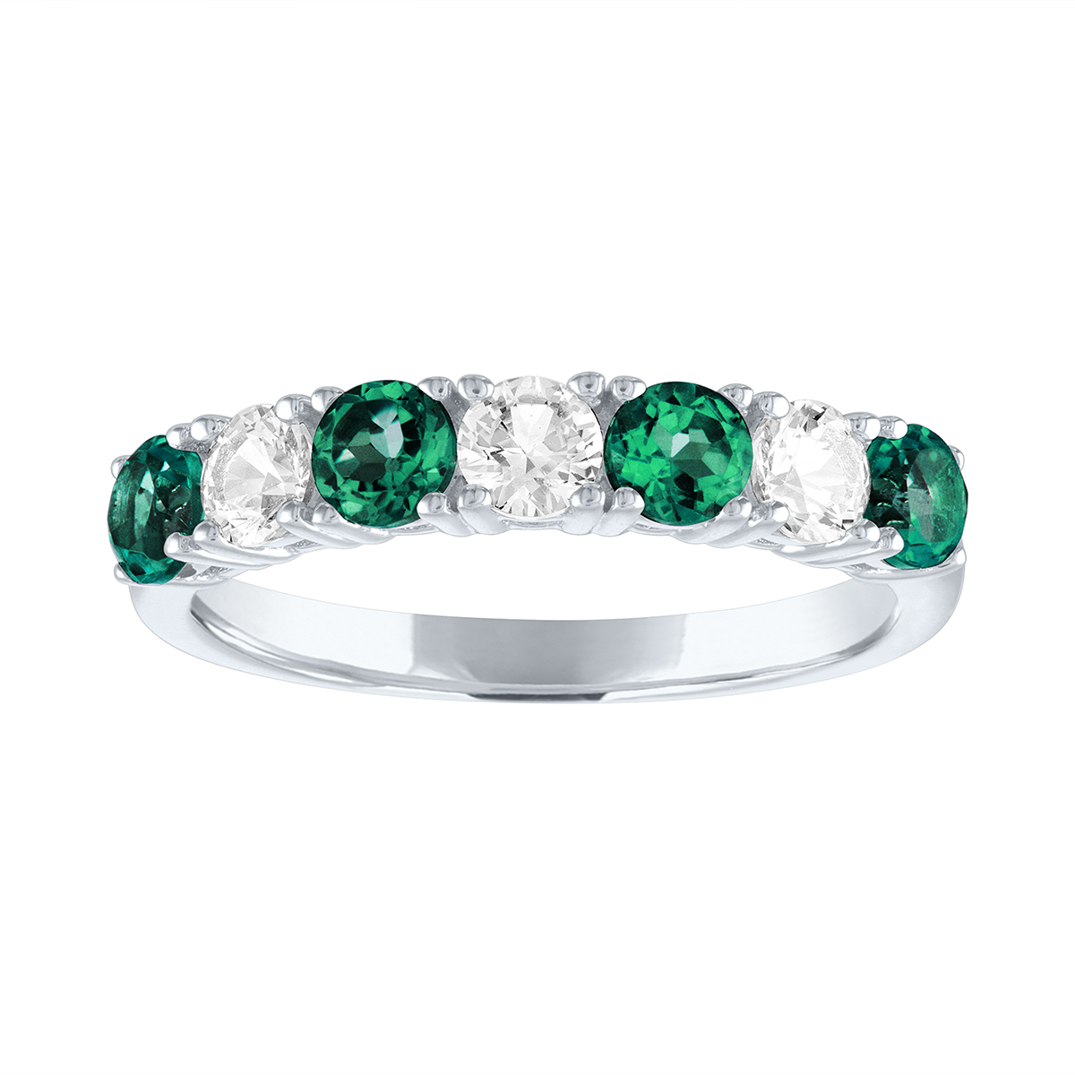 Gemstone Classics(tm) Silver Created Blue/White Sapphire Band