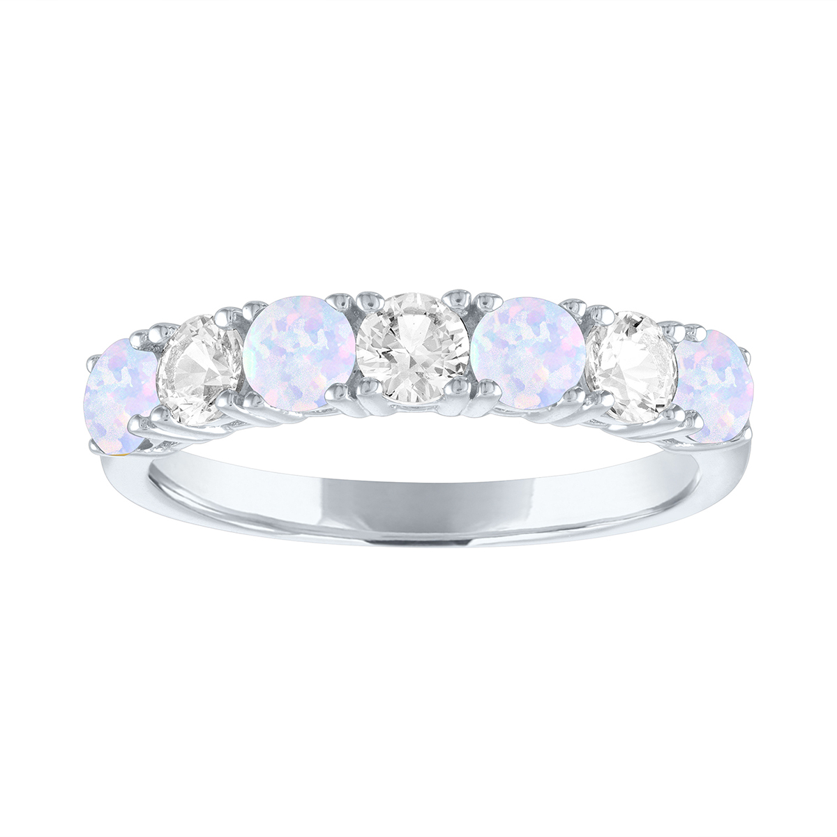 Gemstone Classics(tm) Created Opal/Sapphire Sterling Silver Band