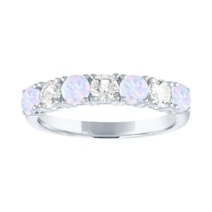 Gemstone Classics(tm) Created Opal/Sapphire Sterling Silver Band