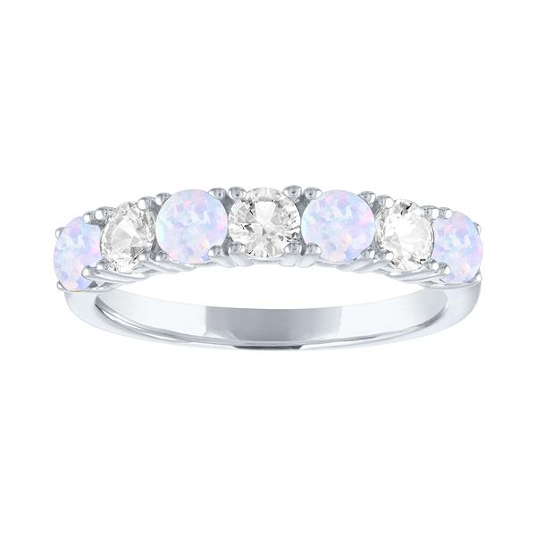 Gemstone Classics(tm) Created Opal/Sapphire Sterling Silver Band
