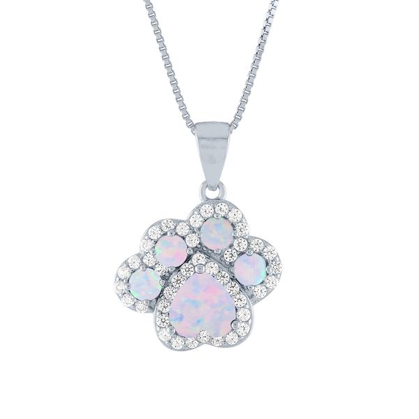 Gemstone Classics(tm) Sterling Silver Simulated Opal Dog Pendant