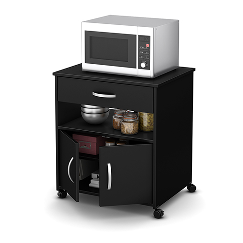 South Shore Axess Microwave Cart On Wheels - Black