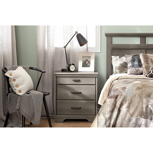 South Shore Versa Nightstand With Charging Station & Drawers