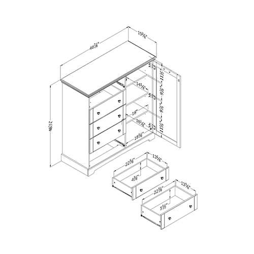 South Shore Avilla Door Chest With 5 Drawers