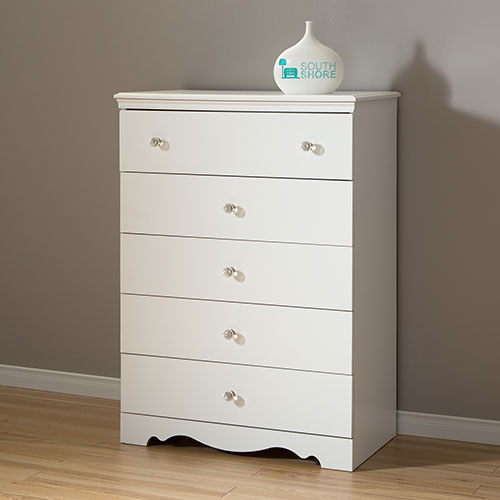 South Shore Crystal 5-Drawer Chest - White