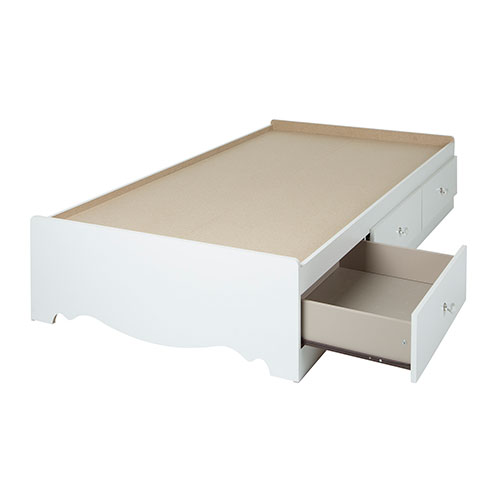 South Shore Crystal Twin Mates Bed & Drawers-White